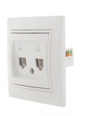 Розетка компьютерная 2-м СП Mira RJ45 бел./бел. LEZARD 701-0202-141 701-0202-141