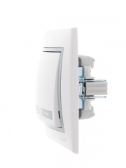 Выключатель 2-кл. СП Mira 10А IP20 с сер. вставкой бел. LEZARD 701-0215-101 701-0215-101