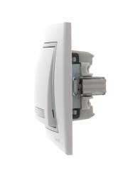 Выключатель 1-кл. СП Mira 10А IP20 с сер. вставкой бел. LEZARD 701-0215-100 701-0215-100