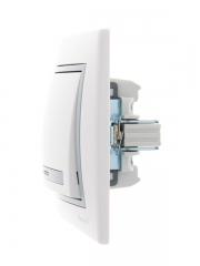 Выключатель 1-кл. СП Mira 10А IP20 с подсветкой с сер. вставкой бел. LEZARD 701-0215-111 701-0215-111