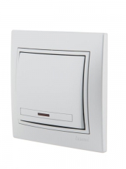 Выключатель 1-кл. СП Mira 10А IP20 с подсветкой со вставкой сер. метал. LEZARD 701-1010-111 701-1010-111