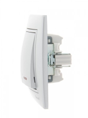 Выключатель 2-кл. СП Mira 10А IP20 с подсветкой со вставкой сер. метал. LEZARD 701-1010-112 701-1010-112