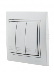 Выключатель 3-кл. СП Mira 10А IP20 со вставкой сер. метал. LEZARD 701-1010-109 701-1010-109