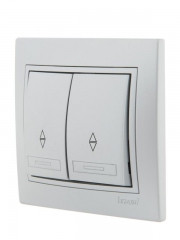 Переключатель проходной 2-кл. СП Mira 10А IP20 со вставкой сер. метал. LEZARD 701-1010-106 701-1010-106