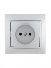 Розетка 1-м СП Mira 16А IP20 без заземл. со вставкой керамика сер. метал. LEZARD 701-1010-121 701-1010-121