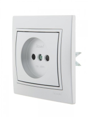 Розетка 1-м СП Mira 16А IP20 без заземл. со вставкой керамика сер. метал. LEZARD 701-1010-121 701-1010-121