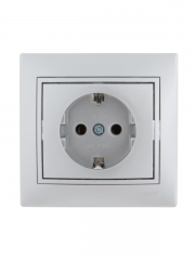 Розетка 1-м СП Mira 16А IP20 с заземл. со вставкой керамика сер. метал. LEZARD 701-1010-122 701-1010-122