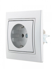 Розетка 1-м СП Mira 16А IP20 с заземл. со вставкой керамика сер. метал. LEZARD 701-1010-122 701-1010-122