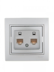 Розетка компьютерная 2-м СП Mira RJ45 сер. метал. LEZARD 701-1010-141 701-1010-141
