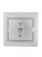 Розетка телефонная 1-м СП Mira RJ11 сер. метал. LEZARD 701-1010-137 701-1010-137