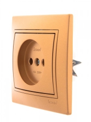 Розетка 1-м СП Mira 16А IP20 без заземл. со вставкой керамика зол. метал. LEZARD 701-1313-121 701-1313-121