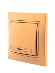 Выключатель 1-кл. СП Mira 10А IP20 с подсветкой со вставкой зол. метал. LEZARD 701-1313-111 701-1313-111