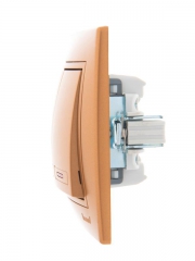 Выключатель 2-кл. СП Mira 10А IP20 с подсветкой со вставкой зол. метал. LEZARD 701-1313-112 701-1313-112