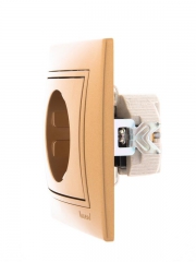 Розетка 1-м СП Mira 16А IP20 с заземл. со вставкой керамика зол. метал. LEZARD 701-1313-122 701-1313-122