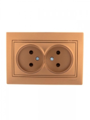 Розетка 2-м СП Mira 16А IP20 без заземл. со вставкой керамика зол. метал. LEZARD 701-1313-128 701-1313-128