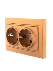Розетка 2-м СП Mira 16А IP20 с заземл. со вставкой керамика зол. метал. LEZARD 701-1313-127 701-1313-127