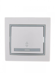 Переключатель проходной 1-кл. СП Mira 10А с сер. вставкой бел. LEZARD 701-0215-105 701-0215-105