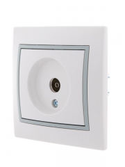 Розетка оконечная TV СП Mira 16А IP20 с сер. вставкой бел. LEZARD 701-0215-130 701-0215-130