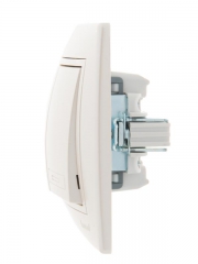 Выключатель 2-кл. СП Mira 10А IP20 со вставкой жемчуж./бел. перламутр. LEZARD 701-3030-101 701-3030-101