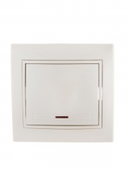 Выключатель 1-кл. СП Mira 10А IP20 с подсветкой со вставкой жемчуж./бел. перламутр. LEZARD 701-3030-111 701-3030-111