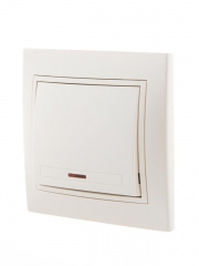 Выключатель 1-кл. СП Mira 10А IP20 с подсветкой со вставкой жемчуж./бел. перламутр. LEZARD 701-3030-111 701-3030-111