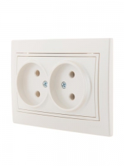Розетка 2-м СП Mira 16А IP20 без заземл. со вставкой керамика жемчуж./бел. перламутр. LEZARD 701-3030-128 701-3030-128