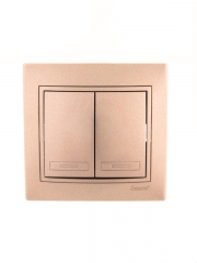 Выключатель 2-кл. СП Mira 10А IP20 со вставкой свет. корич. перламутр. LEZARD 701-3131-101 701-3131-101