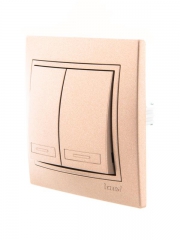 Выключатель 2-кл. СП Mira 10А IP20 со вставкой свет. корич. перламутр. LEZARD 701-3131-101 701-3131-101