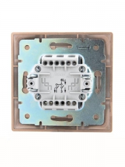 Выключатель 2-кл. СП Mira 10А IP20 со вставкой свет. корич. перламутр. LEZARD 701-3131-101 701-3131-101