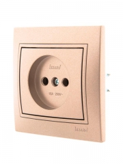 Розетка 1-м СП Mira 16А IP20 без заземл. со вставкой керамика свет. корич. перламутр. LEZARD 701-3131-121 701-3131-121