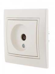 Розетка проходная TV СП Mira 16А IP20 со вставкой жемчуж./бел. перламутр. LEZARD 701-3030-129 701-3030-129