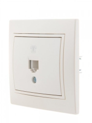 Розетка телефонная 1-м СП Mira RJ11 16А IP20 евро стандарт со вставкой жемчуж./бел. перламутр. LEZARD 701-3030-137 701-3030-137