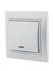 Переключатель проходной 1-кл. СП Mira 10А с подсветкой со вставкой сер. метал. LEZARD 701-1010-114 701-1010-114