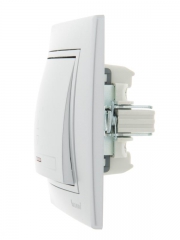 Переключатель проходной 1-кл. СП Mira 10А с подсветкой со вставкой сер. метал. LEZARD 701-1010-114 701-1010-114