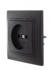 Розетка 1-м СП Mira 16А IP20 без заземл. со вставкой керамика черн. бархат LEZARD 701-4242-121 701-4242-121
