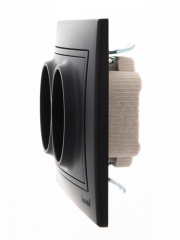 Розетка 2-м СП Mira 16А IP20 без заземл. со вставкой керамика черн. бархат LEZARD 701-4242-128 701-4242-128