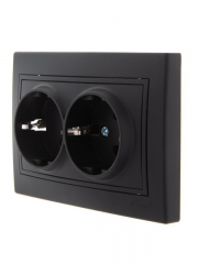 Розетка 2-м СП Mira 16А IP20 с заземл. керамика черн. бархат LEZARD 701-4242-127 701-4242-127