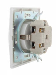 Розетка 1-м СП Mira 16А IP20 з/к, с крышкой с белой вставкой керамика бел. LEZARD 701-0202-123 701-0202-123