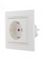 Розетка 1-м СП Mira 16А IP20 с заземл. защ. шторки с бел. вставкой керамика бел. LEZARD 701-0202-124 701-0202-124