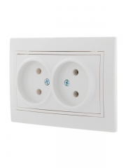 Розетка 2-м СП Mira 16А IP20 без заземл. с бел. вставкой керамика бел. LEZARD 701-0202-128 701-0202-128