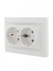 Розетка 2-м СП Mira 16А IP20 с заземл. с бел. вставкой керамика бел. LEZARD 701-0202-127 701-0202-127