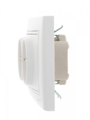 Розетка 2-м СП Mira 16А IP20 с заземл. с бел. вставкой керамика бел. LEZARD 701-0202-127 701-0202-127