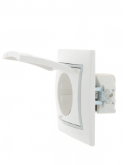 Розетка 1-м СП Mira 16А IP20 з/к, с крышкой с серой вставкой керамика бел. LEZARD 701-0215-123 701-0215-123