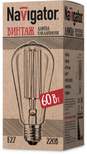 Лампа накаливания 71 957 NI-V-ST64-SC17-60-230-E27-CLG 60Вт E27 220-230В Navigator 71957 71957