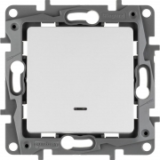 Выключатель 1-кл. СП Etika 10А IP20 250В 10AX с подсветкой/индикацией безвинт. зажимы механизм бел. Leg 672203 672203