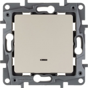 Выключатель 1-кл. СП Etika 10А IP20 250В 10AX с подсветкой/индикацией безвинт. зажимы механизм сл. кость Leg 672303 672303