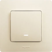 Выключатель 1-кл. СП Etika 10А IP20 250В 10AX с подсветкой/индикацией безвинт. зажимы механизм сл. кость Leg 672303 672303