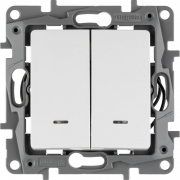 Выключатель 2-кл. СП Etika 10А IP20 250В 10AX с подсветкой/индикацией безвинт. зажимы механизм бел. Leg 672204 672204