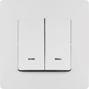 Выключатель 2-кл. СП Etika 10А IP20 250В 10AX с подсветкой/индикацией безвинт. зажимы механизм бел. Leg 672204 672204