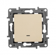 Механизм переключателя 1-кл. СП Etika Plus 10А IP20 250В 10AX с подсветкой безвинт. зажимы сл. кость Leg 672315 672315